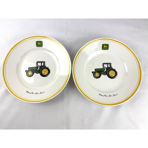 John Deere Tractor 9" Salad Plates “Nothing Runs Like a Deere!" Gibson SET OF 2 - Picture 3 of 12